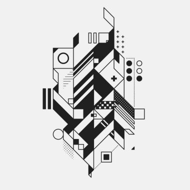 Beyaz arka plan üzerinde izole fütüristik stil soyut geometrik öğe. Posterler ve baskılar için yararlı.