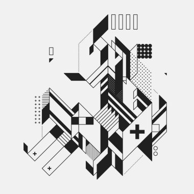 Beyaz arka plan üzerinde izole fütüristik stil soyut geometrik öğe. Posterler ve baskılar için yararlı.