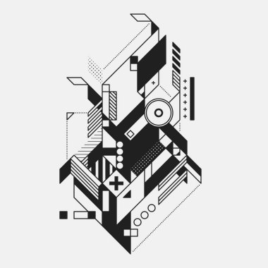 Beyaz arka plan üzerinde izole fütüristik stil soyut geometrik öğe. Posterler ve baskılar için yararlı.