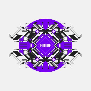 Soyut simetrik tasarım öğesinde Menekşe daire. Fütüristik tasarımı, baskı ve posterler için yararlı.