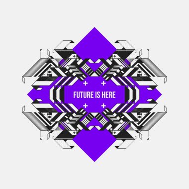 Menekşe rhombus soyut simetrik tasarım öğesinde. Fütüristik tasarımı, baskı ve posterler için yararlı.