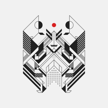 Beyaz arka plan üzerinde soyut geometrik tasarım öğesi. Fütüristik tasarımı, geometrik şekiller.