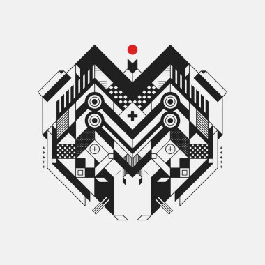 Beyaz arka plan üzerinde soyut geometrik tasarım öğesi. Fütüristik tasarımı, geometrik şekiller.