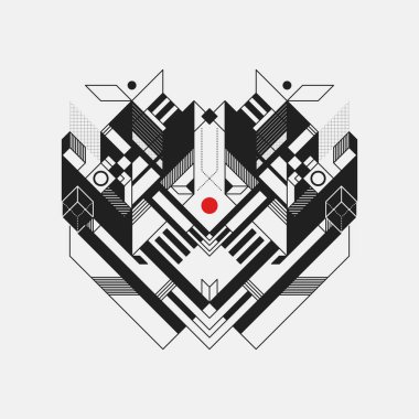 Beyaz arka plan üzerinde soyut geometrik tasarım öğesi. Fütüristik tasarımı, geometrik şekiller.