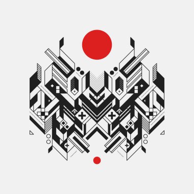 Beyaz arka plan üzerinde soyut geometrik tasarım öğesi. Fütüristik tasarımı, geometrik şekiller.