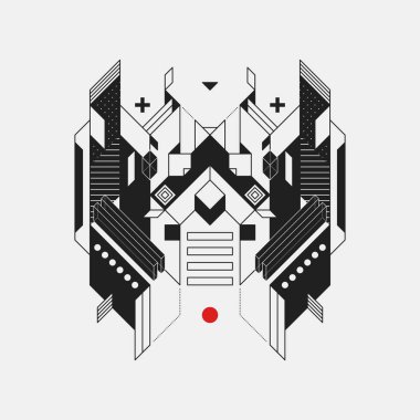 Beyaz arka plan üzerinde soyut geometrik tasarım öğesi. Fütüristik tasarımı, geometrik şekiller.