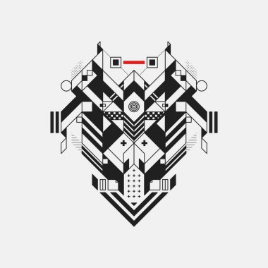 Beyaz arka plan üzerinde soyut geometrik tasarım öğesi. Fütüristik tasarımı, geometrik şekiller.