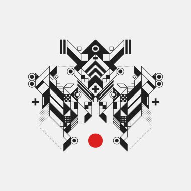 Beyaz arka plan üzerinde soyut geometrik tasarım öğesi. Fütüristik tasarımı, geometrik şekiller.