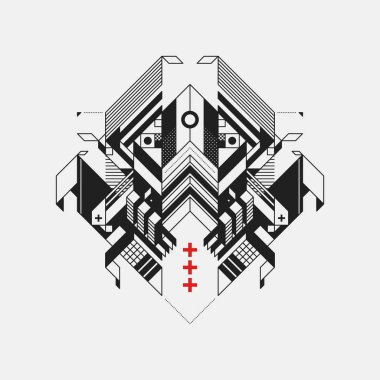 Beyaz arka plan üzerinde soyut geometrik tasarım öğesi. Fütüristik tasarımı, geometrik şekiller.