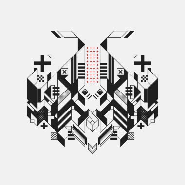 Beyaz arka plan üzerinde soyut geometrik tasarım öğesi. Fütüristik tasarımı, geometrik şekiller.