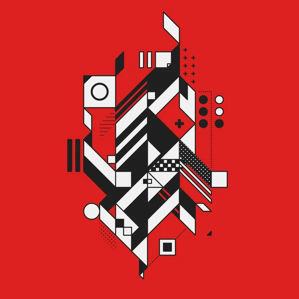 Abstracte geometrische element op rode achtergrond. Stijl van het futurisme en constructivisme. Nuttig als afdrukken of posters. — Stockvector