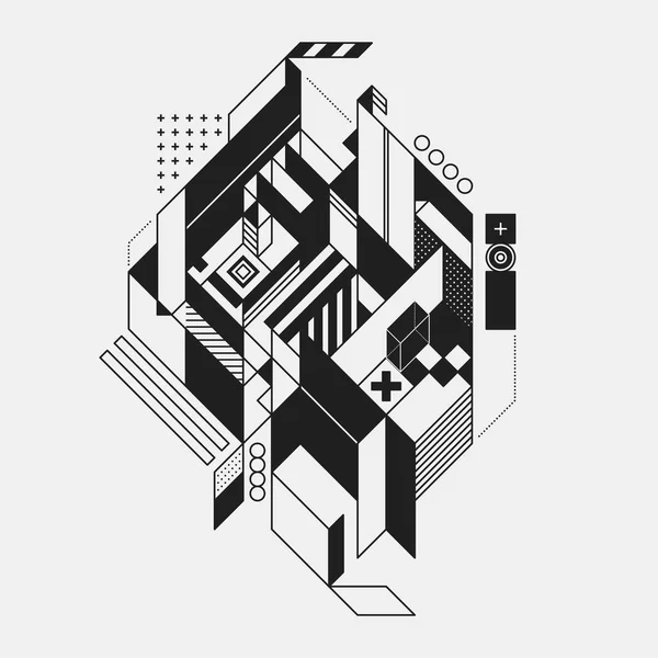 Elemento geométrico abstracto en estilo futurista aislado sobre fondo blanco. Útil para impresiones y carteles . — Archivo Imágenes Vectoriales