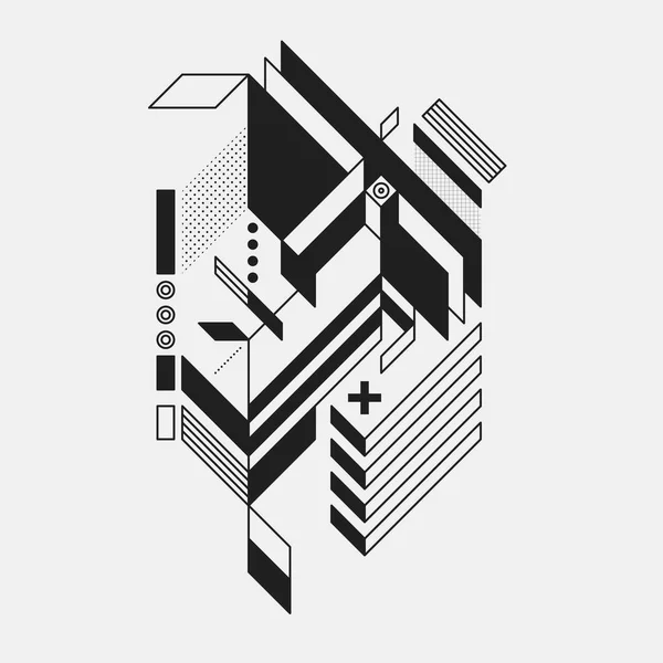 Elemento geométrico abstracto en estilo futurista aislado sobre fondo blanco. Útil para impresiones y carteles . — Vector de stock