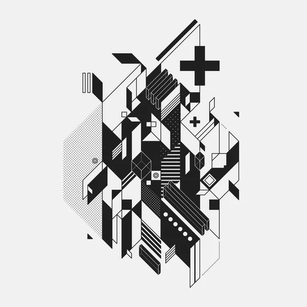 Beyaz arka plan üzerinde izole fütüristik stil soyut geometrik öğe. Posterler ve baskılar için yararlı.