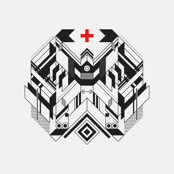 Abstracte geometrische ontwerpelement op witte achtergrond. Futuristisch design, geometrische vormen. — Stockvector