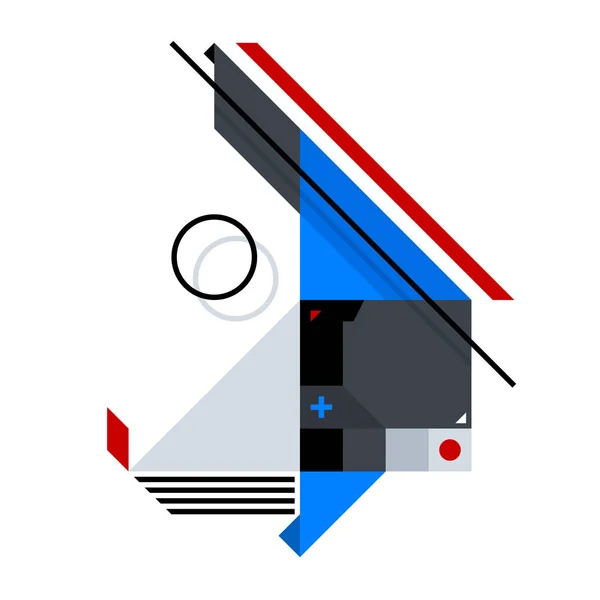 Abstracte geometrische compositie van eenvoudige vormen. Stijl van abstracte kunst, suprematisme, constructivisme. Het ontwerpelement is geïsoleerd op een witte achtergrond, geschikt voor prints, posters en covers. — Stockvector