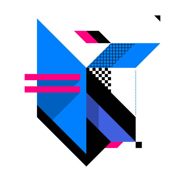 Abstract geometric composition. Style of Abstract art, Suprematism, modern street art and graffiti. The design element is isolated on a white background, suitable for prints and posters.