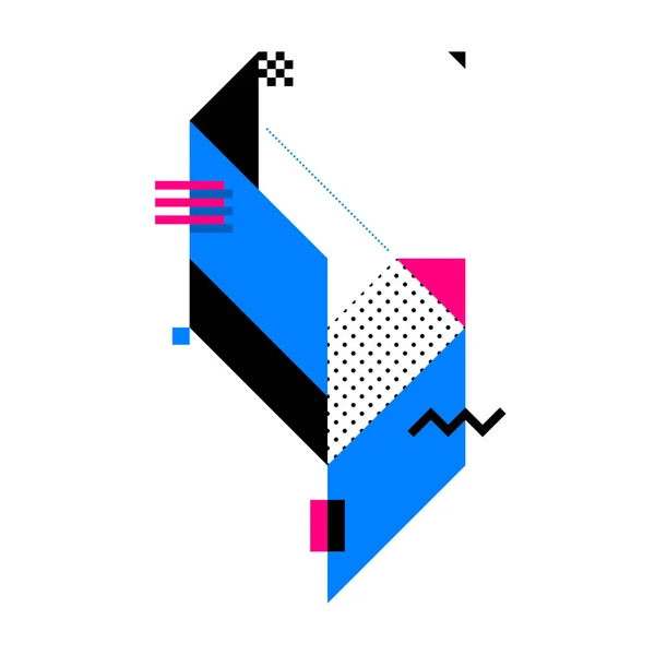 Abstracte geometrische compositie. Stijl van de abstracte kunst, suprematisme, moderne straatkunst en graffiti. Het ontwerpelement is geïsoleerd op een witte achtergrond, geschikt voor prenten en posters. — Stockvector