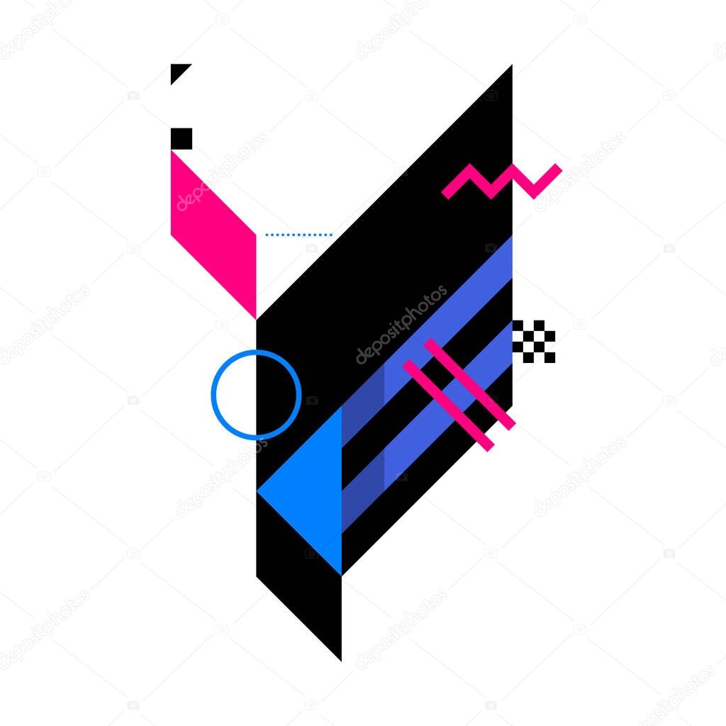 Abstract geometric composition. Style of Abstract art, Suprematism, modern street art and graffiti. The design element is isolated on a white background, suitable for prints and posters.