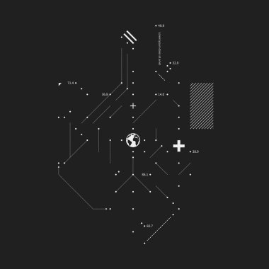 Karmaşık tasarım öğesi aksaklık tarzı siyah arka plan üzerine. Baskı, poster ve kapakları için yararlı.