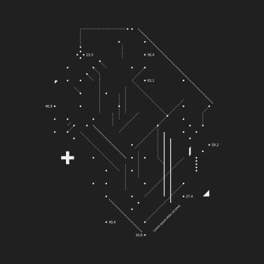 Karmaşık tasarım öğesi aksaklık tarzı siyah arka plan üzerine. Baskı, poster ve kapakları için yararlı.