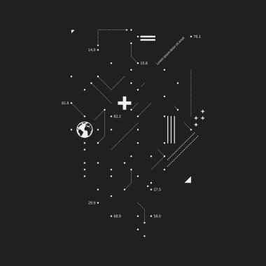 Karmaşık tasarım öğesi aksaklık tarzı siyah arka plan üzerine. Baskı, poster ve kapakları için yararlı.