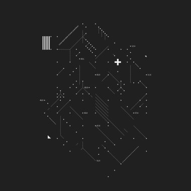 Karmaşık tasarım öğesi aksaklık tarzı siyah arka plan üzerine. Baskı, poster ve kapakları için yararlı.