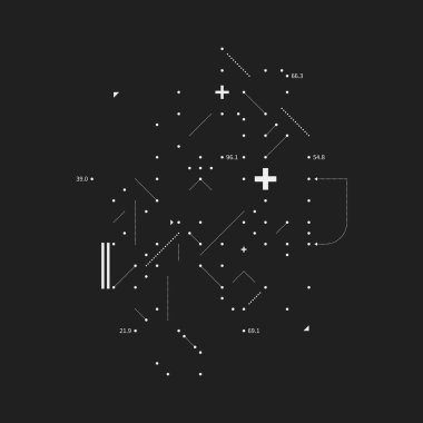 Karmaşık tasarım öğesi aksaklık tarzı siyah arka plan üzerine. Baskı, poster ve kapakları için yararlı.