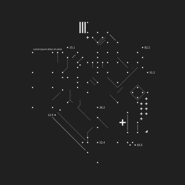 Karmaşık tasarım öğesi aksaklık tarzı siyah arka plan üzerine. Baskı, poster ve kapakları için yararlı.