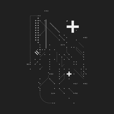 Karmaşık tasarım öğesi aksaklık tarzı siyah arka plan üzerine. Baskı, poster ve kapakları için yararlı.