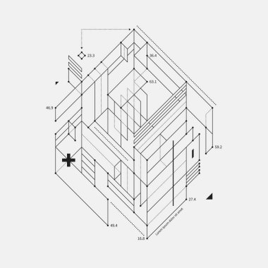 Soyut tasarım öğesi beyaz arka plan üzerinde taslak tarzında. Techno baskılar ve posterler için yararlı.