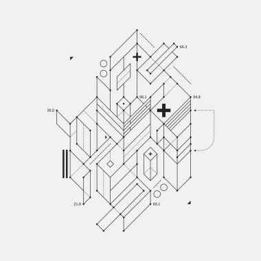 Soyut tasarım öğesi beyaz arka plan üzerinde taslak tarzında. Techno baskılar ve posterler için yararlı.