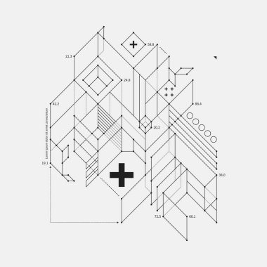 Soyut tasarım öğesi beyaz arka plan üzerinde taslak tarzında. Techno baskılar ve posterler için yararlı.