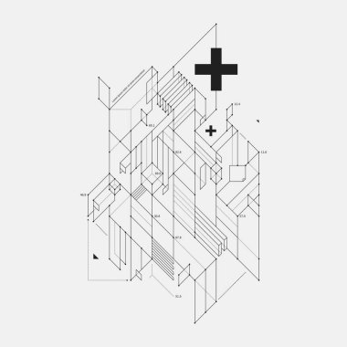 Soyut tasarım öğesi beyaz arka plan üzerinde taslak tarzında. Techno baskılar ve posterler için yararlı.