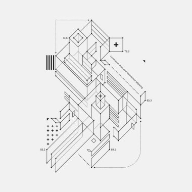 Soyut tasarım öğesi beyaz arka plan üzerinde taslak tarzında. Techno baskılar ve posterler için yararlı.