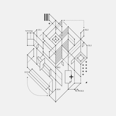 Soyut tasarım öğesi beyaz arka plan üzerinde taslak tarzında. Techno baskılar ve posterler için yararlı.