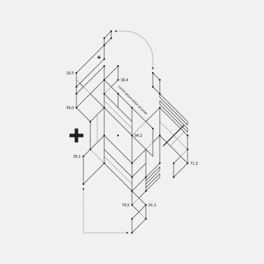 Soyut tasarım öğesi beyaz arka plan üzerinde taslak tarzında. Techno baskılar ve posterler için yararlı.