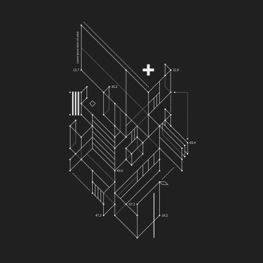 Soyut tasarım öğesi taslak tarzı siyah arka plan üzerine. Techno baskılar ve posterler için yararlı.