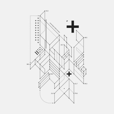 Soyut tasarım öğesi beyaz arka plan üzerinde taslak tarzında. Techno baskılar ve posterler için yararlı.