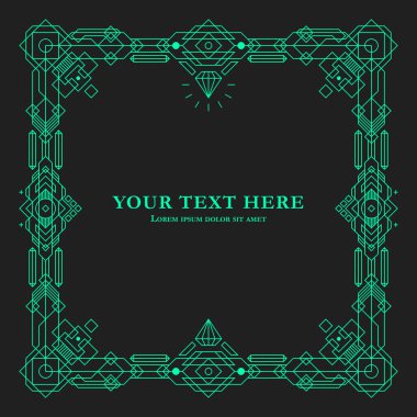 Koyu arka plan üzerinde geometrik sınır şablonu. 