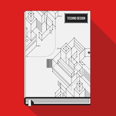 Kitap kapağı/poster şablonu soyut geometrik şekillerle.