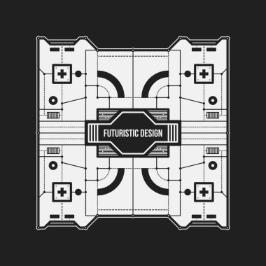 Soyut fütüristik tasarım öğe şablonu. Bilim posterler ve yüksek teknoloji medya için yararlı.