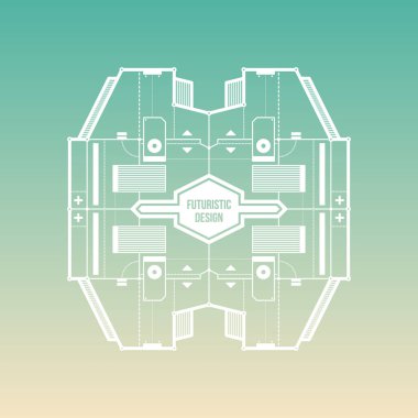 Degrade arka plan üzerinde levitating fütüristik alan tasarım. Kapakları, baskılar ve reklam için yararlı.