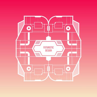 Degrade arka plan üzerinde levitating fütüristik alan tasarım. Kapakları, baskılar ve reklam için yararlı.