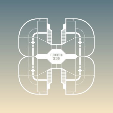 Degrade arka plan üzerinde levitating fütüristik alan tasarım. Kapakları, baskılar ve reklam için yararlı.