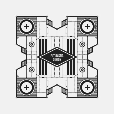 Soyut fütüristik tasarım öğe şablonu. Bilim posterler ve yüksek teknoloji medya için kullanışlıdır. Beyaz arka plan üzerinde izole.