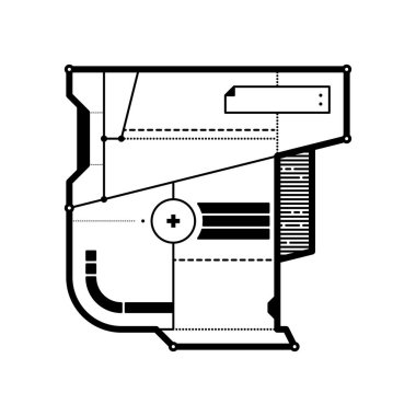 Soyut geometrik kompozisyon fütüristik techno unsurları ile. Modern sanat ve grafiti tarzı. Beyaz bir arka planda, baskı, poster ve cd örtmek için uygun tasarım öğesi izole.