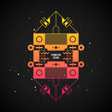 80'li yıllarda fütüristik tasarım öğesi Stil Koyu arka plan üzerinde renkli gradyan ile. Poster olarak yararlı veya yazdırma.