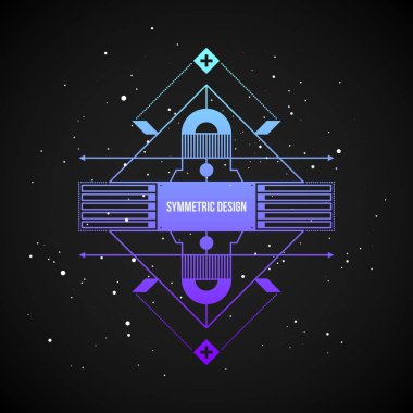 80'li yıllarda fütüristik tasarım öğesi Stil Koyu arka plan üzerinde renkli gradyan ile. Poster olarak yararlı veya yazdırma.