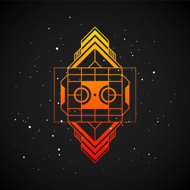 80'li yıllarda fütüristik tasarım öğesi Stil Koyu arka plan üzerinde renkli gradyan ile. Poster olarak yararlı veya yazdırma.